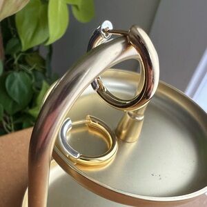 NWOT Two tone mixed metal huggie 20mm diameter - sterling silver 925